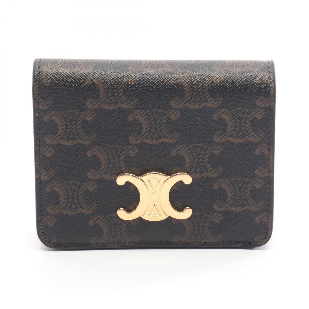 Celine Triomphe Bifold Wallet Leather Brown